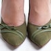 SALE - Vintage 1950s Heels - 50s Stiletto Heels - Moss Green Suede
