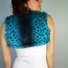 Blue Vest, Leopard Fur Bolero, Turquoise, Black, Tribal, Ladies, Luxury Extra Soft Blue Shrug, Cropped Waistcoat, Faux Fur, Size S, LAST ONE