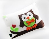 Felt Owl Pillow, Personalized Felt Owl Pillow, Handstitched, Handmade Pillow A152 Il_170x135