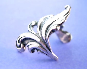 Royal Leaf ear cuff Sterling Silver earrings Leaf jewelry Leaf earrings Sterling silver ear cuff Small clip non pierced feather C-161