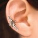 925, Double feather - solid Sterling silver ear cuff earring jewelry - non pierced earcuff