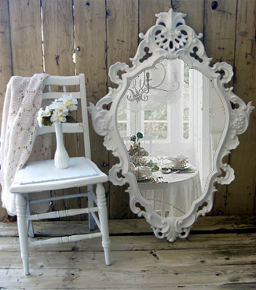 Shabby Chic Mirror French Opulence Cottage Chic White