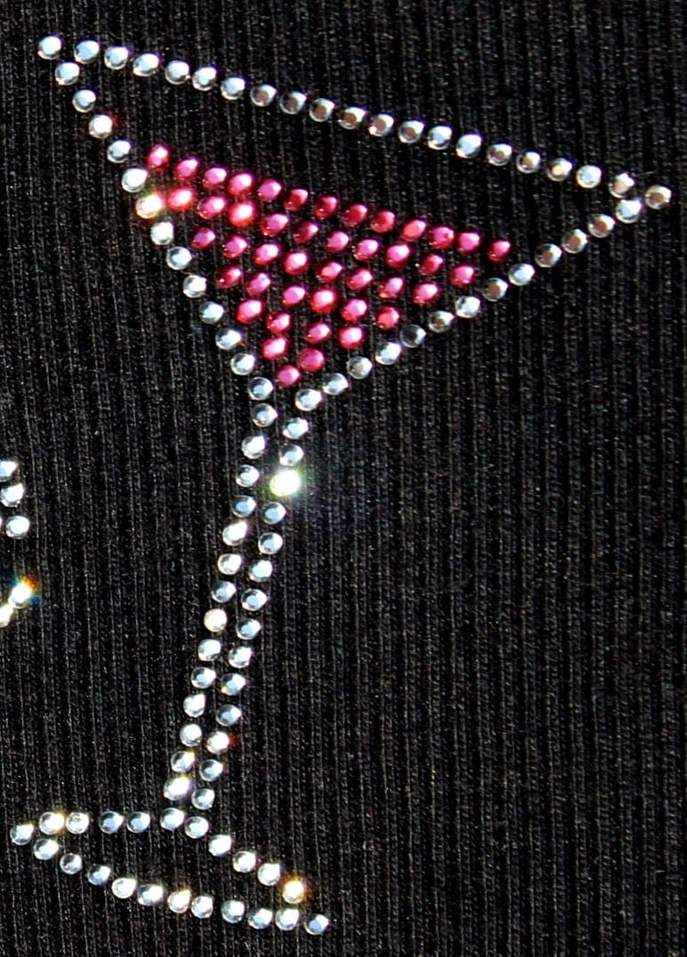 Martini Glass Rhinestone Heat Transfer DIY