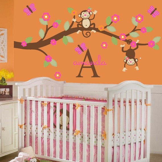 Monkey Wall Decal Baby Toddler Nursery Decor Kids Branch Baby