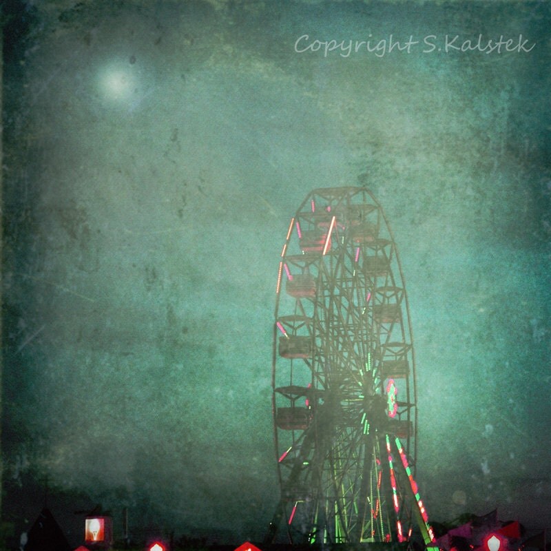 Dark Circus Photograph Surreal Carnival Town Ferris Wheel Dark