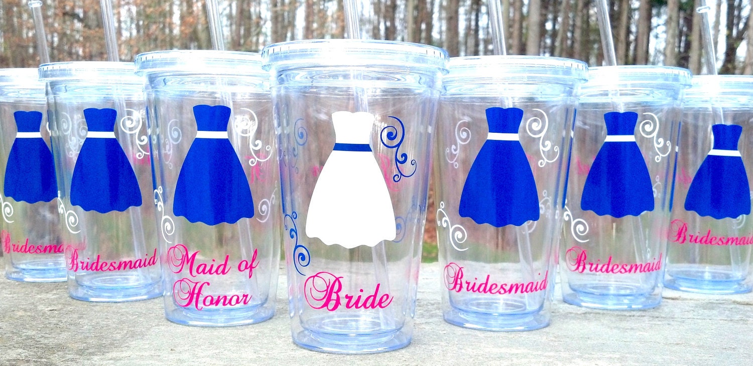 Bride and Bridesmaids Tumblers 1 wedding party acrylic