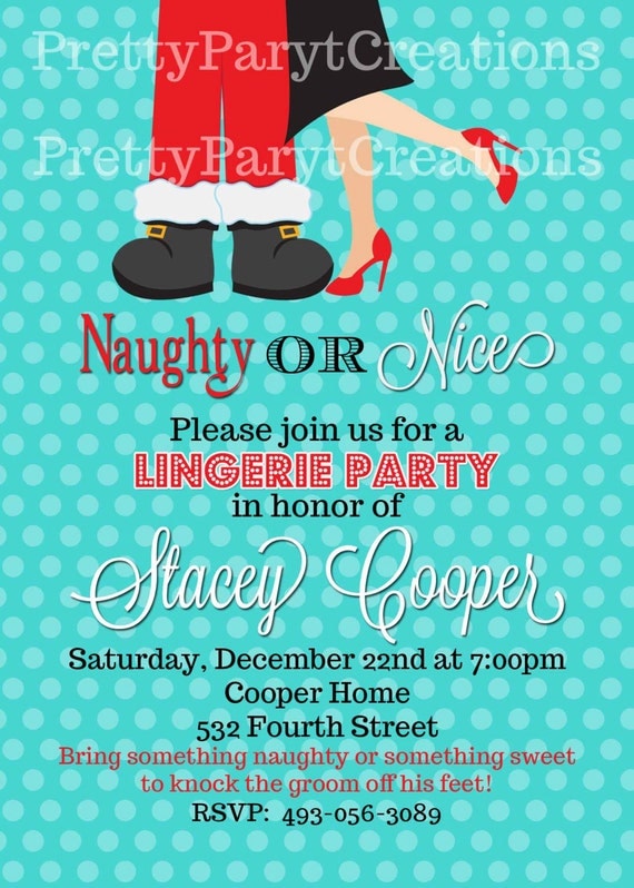 NAUGHTY or NICE party invitation - bridal shower, lingerie shower ...