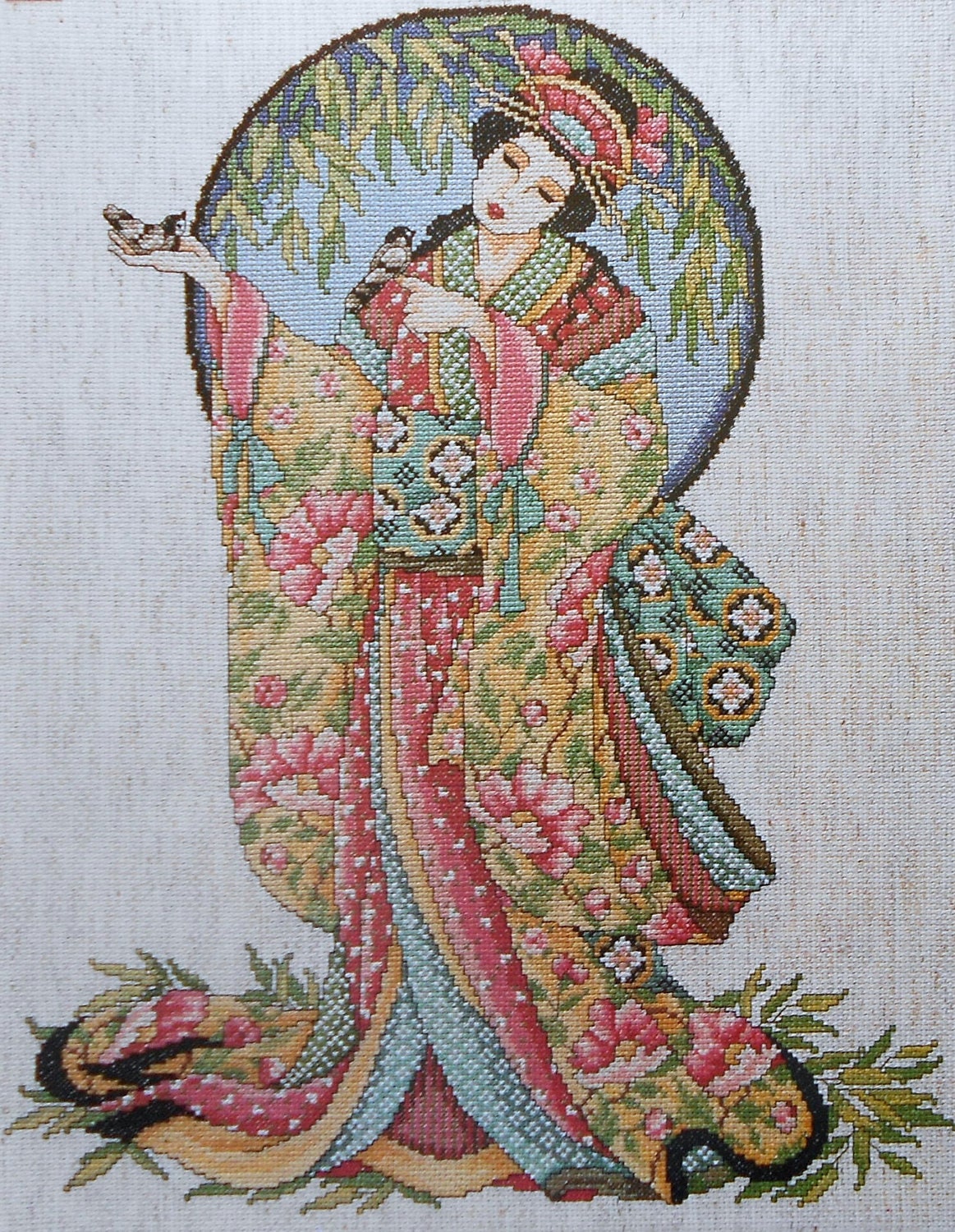 joan elliott geisha oriental lady grace asian counted cross