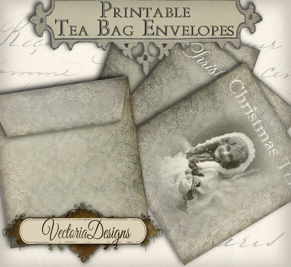 Printable Christmas Tea Bag Holder envelope instant download