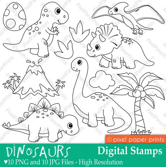 Download Dinosaurs - Digital stamps by Pixel Paper Prints | Catch ...