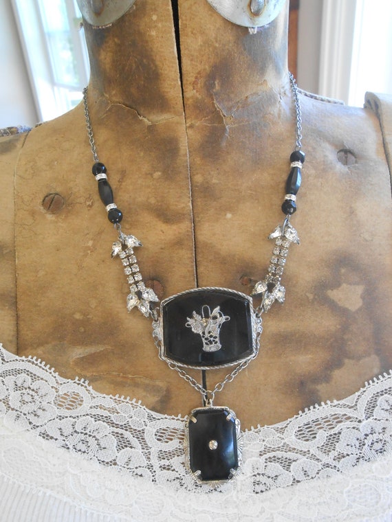 Victorian Mourning Necklace Repurposed Vintage by Vinchique
