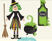 Witch Clipart Halloween Clipart, Cauldron clip art, Potion Digital Clip Art Il_170x135