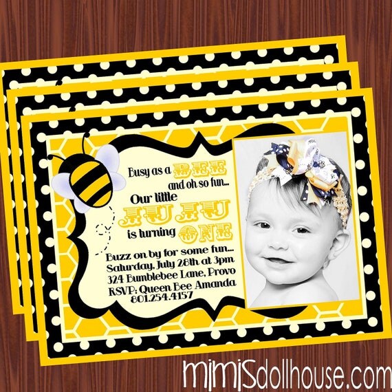 Bumblebee Invitation- Bee Invitation- Birthday or Baby Shower PDF/JPEG Il_570xn