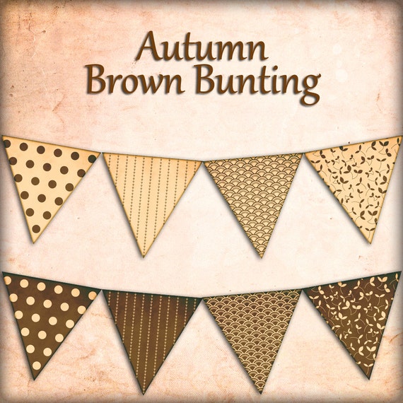 FALL BUNTING BROWN style digital printable bunting download
