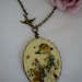 Girls Holly Hobby style vintage cameo pendant necklace with swallow garden gardener jewellery girls gift birds