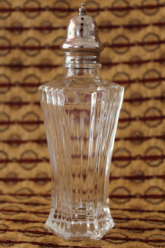 Crystal Powder Sugar Shaker with Silver Plate by TheRunningRooster