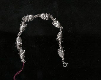 Sterling Silver Cat Bracelet