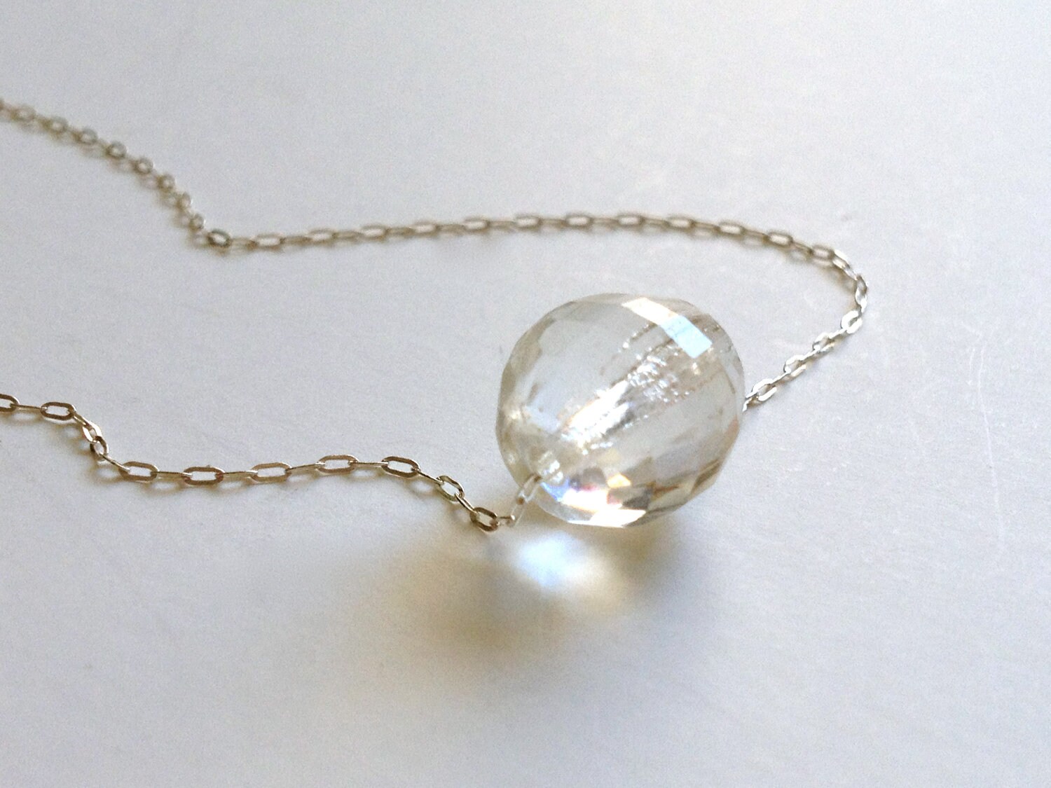 Glass Ball Necklace // silver vintage jewelry by LilahV