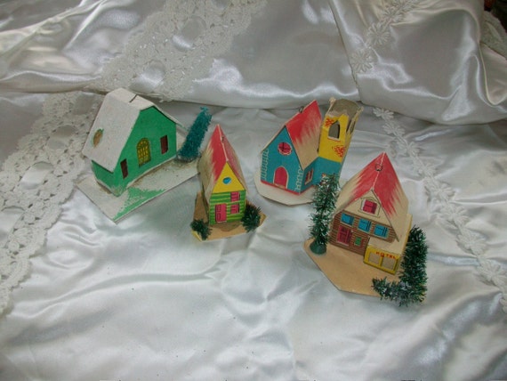 Vintage 1950s Christmas Cardboard House by RedRiverAntiques