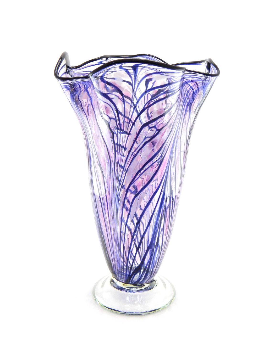 Hand Blown Art Glass Vase Amethyst Purple by ParadiseArtGlass