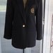Vintage Blazer Navy Blue Wool Blazer Preppy with Crest Size 12