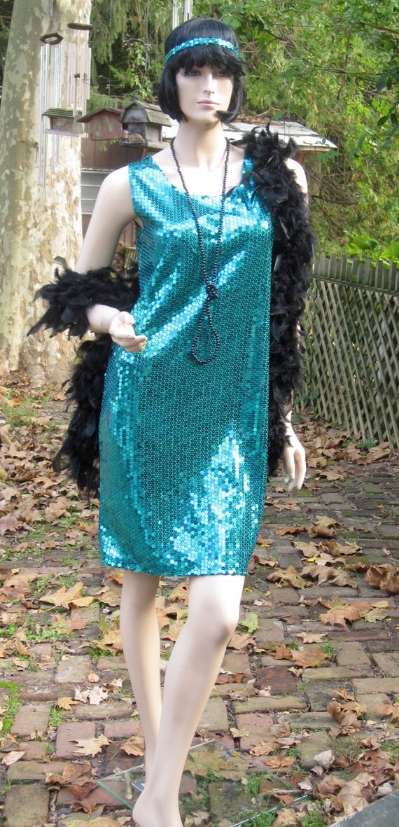 Items similar to Emerald Green Sequin Flapper Costume Size 410 on Etsy