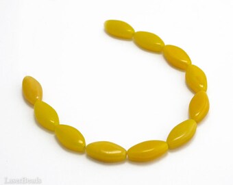 Large Yellow Oval Czech Beads 16mm (12) Pressed Opaque Flat Big