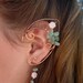 Pair of Beautiful Copper Faerie Ears with glass flower accents and Light Aventurine chips, Elf Ear Cuffs, Fairy, Renaissance, Elven