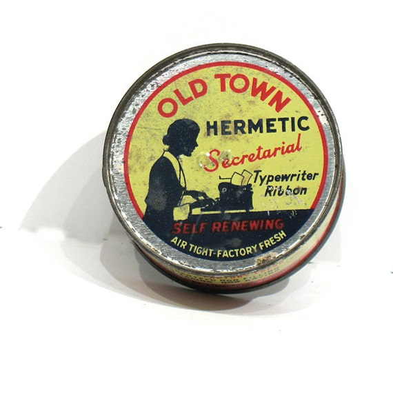 Vintage Typewriter Ribbon Tin Old Town Typewriter Ribbon