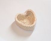 Valentine's Day Gift -Crocheted Natural Cotton Heart Basket, Wedding Favor Heart Bowl