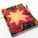 Composition Notebook Cover - Quilted Journal Cover in Hand Dyed Yellow, Peach Orange and Magenta with Black Batik