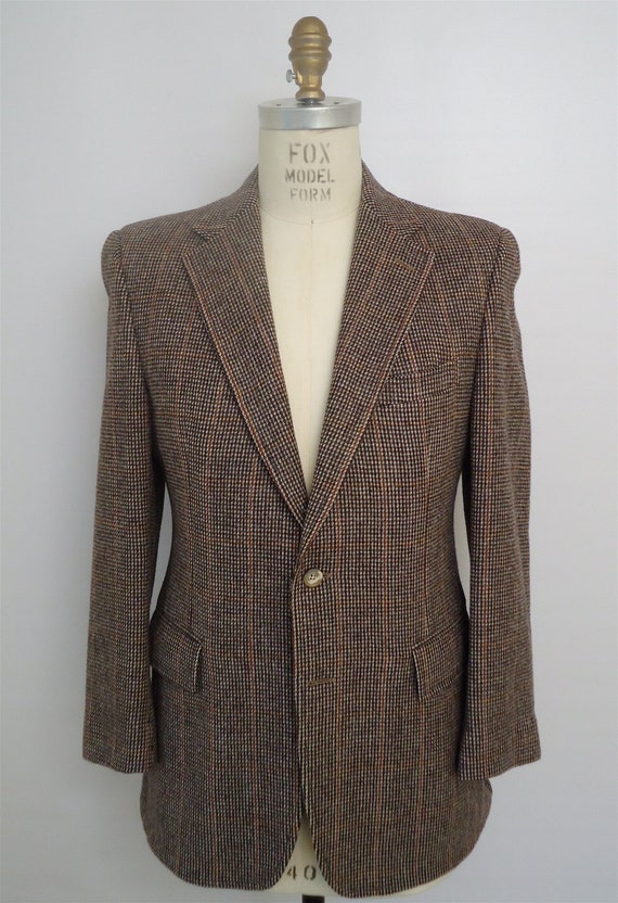 Windowpane Tweed Blazer / brown wool sport coat / by CompanyMan
