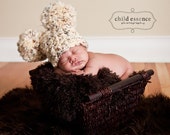 Baby Hat 0 to 3 Month Baby Girl Hat Baby Boy Chunky Crochet Pom Pom Hat Animal Ear Hat Sand Brown Gender Neutral Photo Prop New Mom Gift