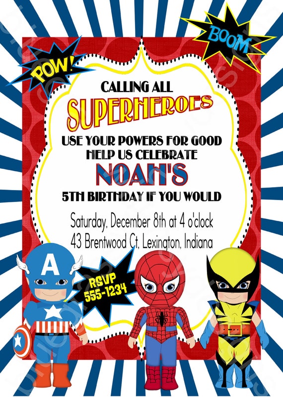 Superheroes Party Invitations Templates 5