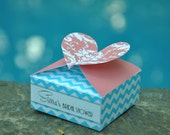 Turquoise chevron and coral damask pdf PERSONALIZED mini favor box - ideal for bridal showers, weddings, baby showers and Valentine's Day Il_170x135