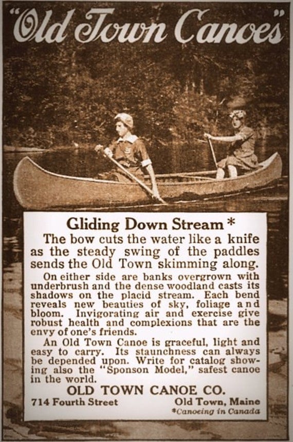 1918 Old Town Canoe Vintage Ad Fridge Magnet 2 Ladies Rowing