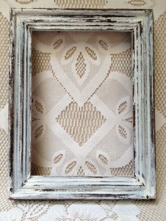 Vintage Rustic Wooden Frame White Distressed by VintagerStyle