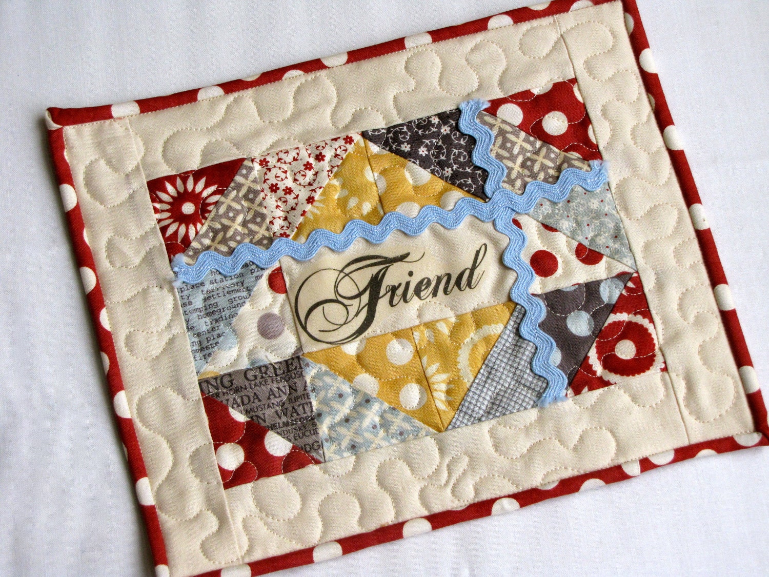 friend quilted mug rug mini quilt mug mat by myfivelittlepeppers