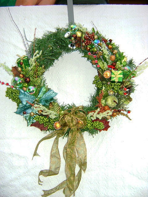 Shimmery Shades of Green Christmas Wreath