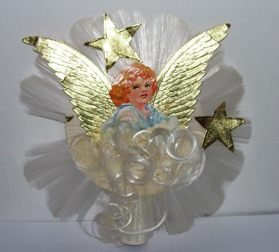 Vintage National Spun Glass Angel Tree Topper by TimeSpanTreasures