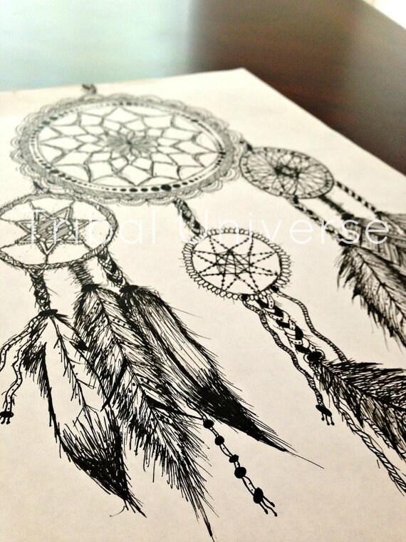Items similar to Dreamcatcher Pen and Ink Drawing on Etsy