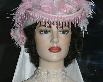 SASS Hat Victorian Hat Tea Party Hat Wedding Hat "Spirit of Baton Rouge" Ivory Pink Hat