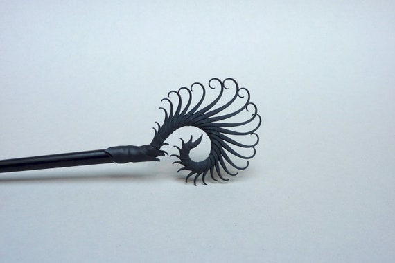 Hair stick with small curl and soft spikes - made to order - you pick the color