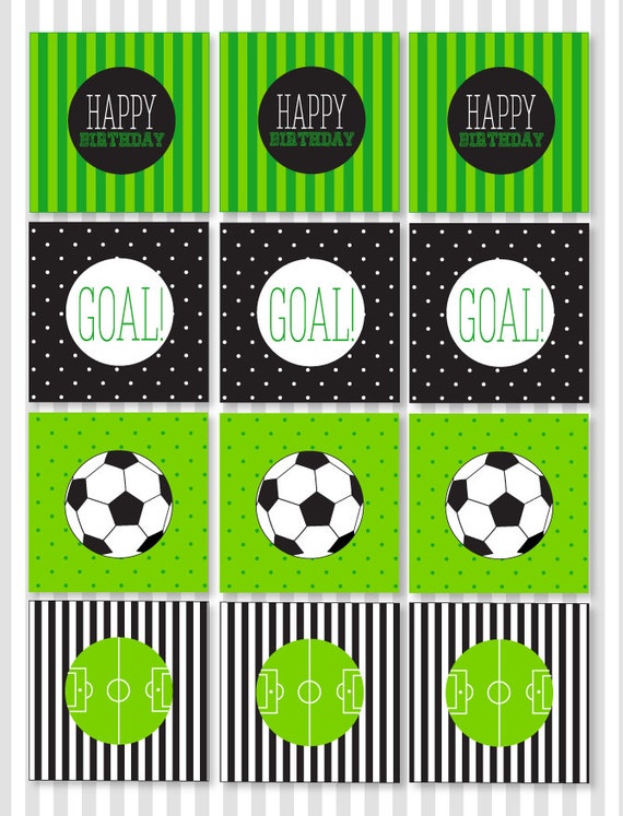 Soccer PRINTABLE Party Cupcake Toppers INSTANT DOWNLOAD by