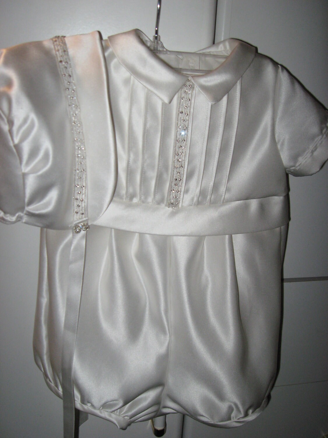 Wedding gown conversion to heirloom boys christening suit and