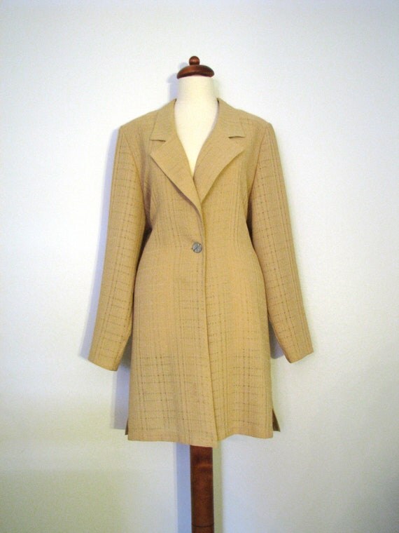80s Pale Gold Long Fitted Blazer