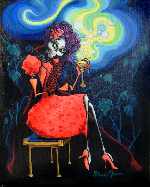 La Catrina Print Dia de los Muertos Skeleton Art by BonesNelson