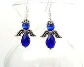 Royal Blue Earrings Angel Earrings Guardian Angels - E2012-27
