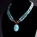 Blue Agate Necklace, 50% OFF SALE, Turquoise Crazy Lace Agate, Copper, Gemstone Jewelry, T Bar, 135