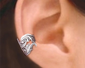 Dancing Feather ear cuff No.1 Sterling Silver earrings Feather jewelry Feather earrings Sterling silver ear cuff Small clip C-069